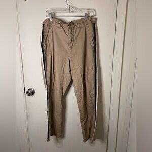 Pilcro Khaki Pants with Green Stripe